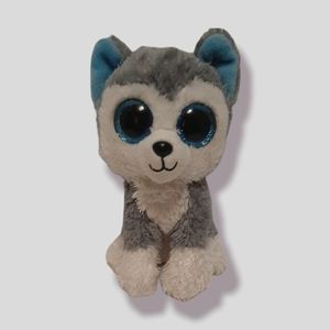 TY Beanie Boo Slush The Husky Plush 2018 6” Glitter Blue Eyes Pre-Owned